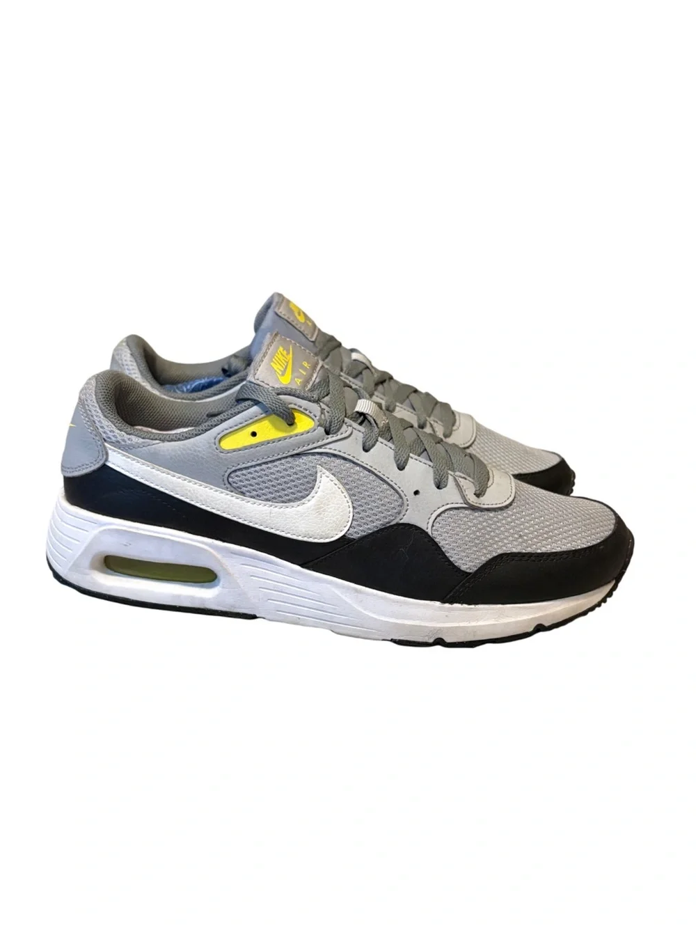 Nike Men's Gray Black White Sneakers with Yellow Accent